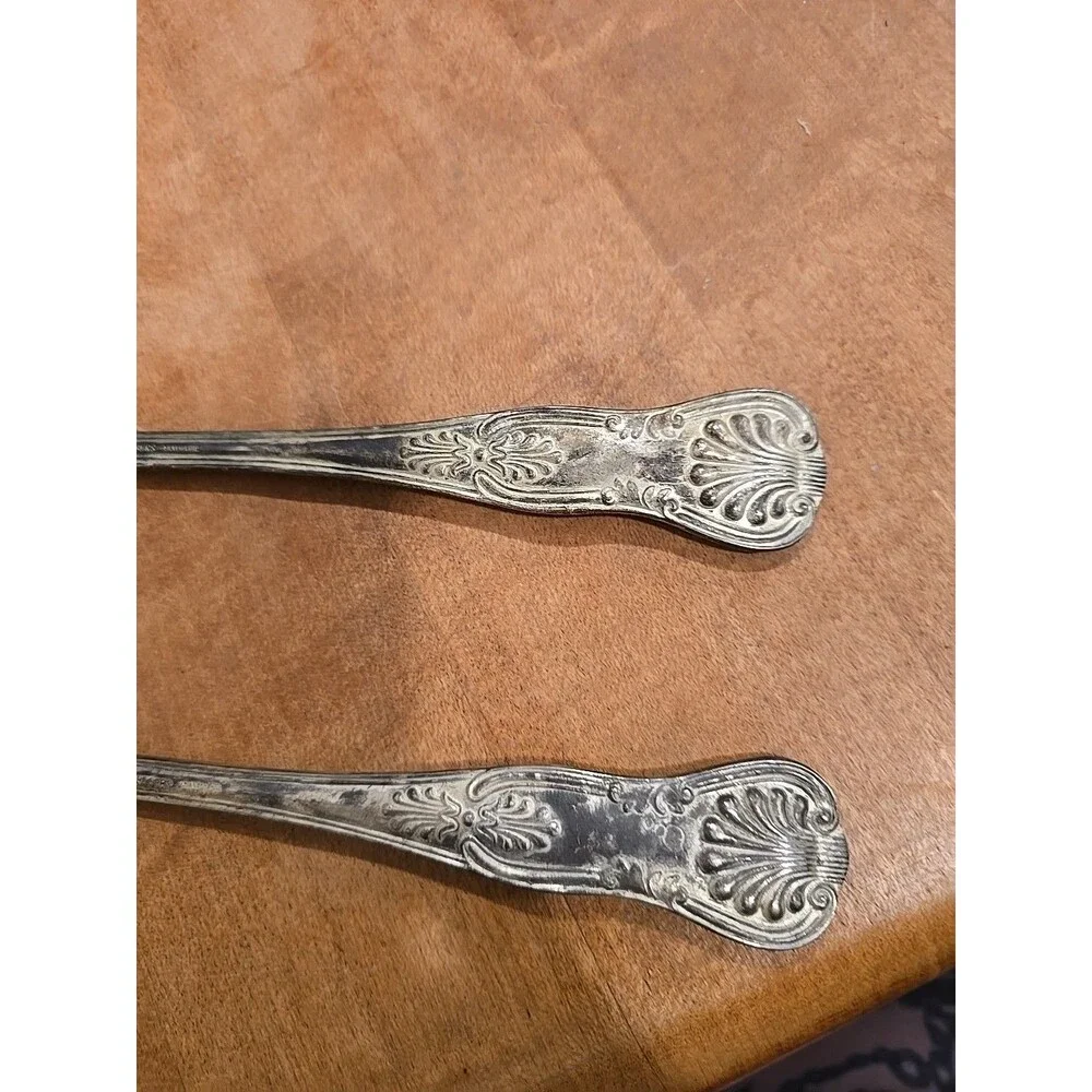 FB ROGERS Silverplate KINGS pattern Salad Serving Set Italy Beautiful